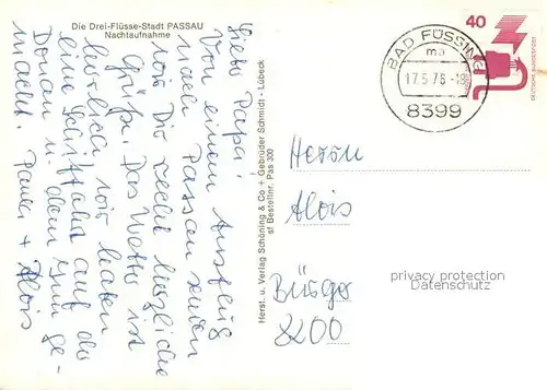 AK / Ansichtskarte Passau Dreifluessestadt Nachtaufnahme Passau