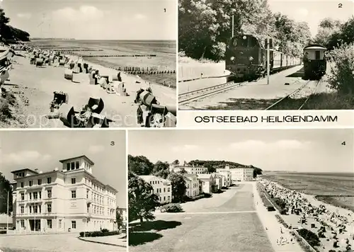 AK / Ansichtskarte Heiligendamm_Ostseebad Strand Molli Inselbahn Sanatorium Strandpromenade Heiligendamm_Ostseebad