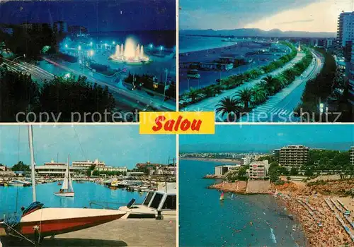 AK / Ansichtskarte Salou Fuente luminosa y playa de noche Fontaene Strand Promenade Hafen Salou