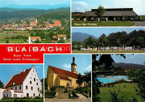 AK / Ansichtskarte Blaibach Panorama Erholungsort Haus des Gastes Campingplatz Freibad Kirche Blaibach