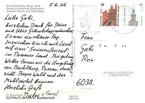 AK / Ansichtskarte Buechlberg Landschaftspanorama Ortsmotiv mit Kirche Wandern Freibad Buechlberg