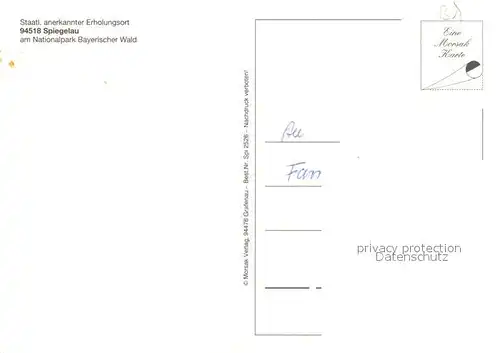 AK / Ansichtskarte Spiegelau Stadtpanorama Racheldiensthuette Rachelkapelle See Nationalpark Bayerischer Wald Spiegelau