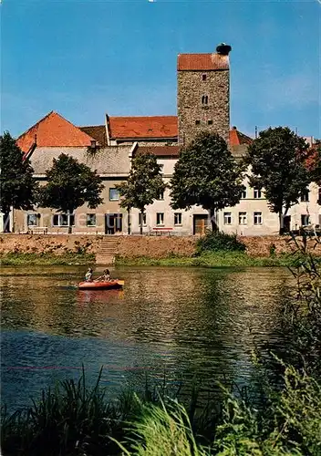 AK / Ansichtskarte Cham_Oberpfalz Partie am Regen mit Storchenturm Cham Oberpfalz