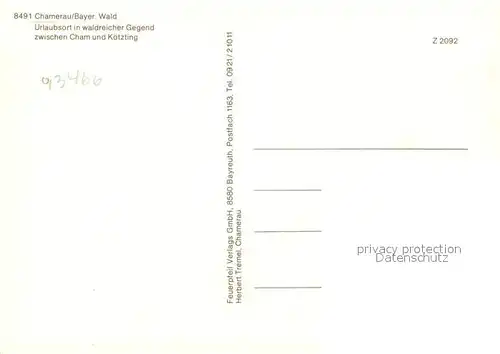 AK / Ansichtskarte Chamerau Partie am Fluss Blick zur Kirche Chamerau