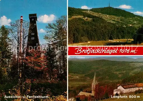 AK / Ansichtskarte Langfurth_Schoefweg Ortsansicht mit Kirche Landschaftspanorama Brotjacklriegel Aussichtsturm Fernsehturm Langfurth Schoefweg