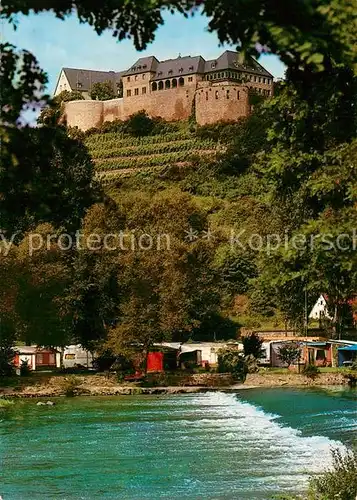 AK / Ansichtskarte Bad_Muenster_Stein_Ebernburg Partie an der Nahe Campingplatz Bad_Muenster