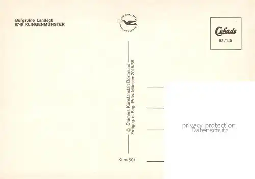 AK / Ansichtskarte Klingenmuenster Burgruine Landeck Klingenmuenster