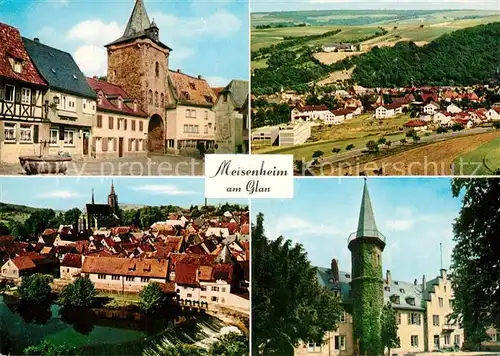 AK / Ansichtskarte Meisenheim_Glan Stadtzentrum Torbogen Turm Wehr Landschaftspanorama Meisenheim_Glan