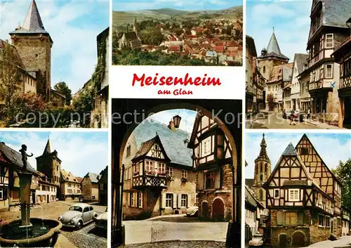 AK / Ansichtskarte Meisenheim_Glan Stadtpanorama Altstadt Fachwerkhaeuser Brunnen Turm Meisenheim_Glan