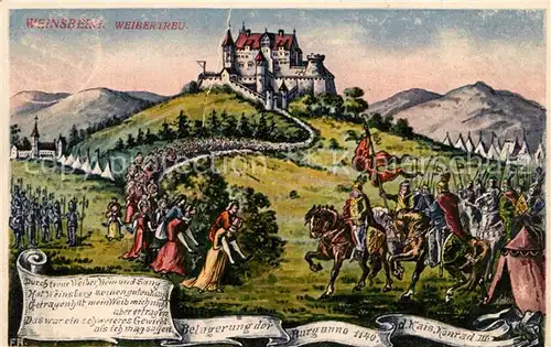 AK / Ansichtskarte Weinsberg Weibertreu Belagerung der Burg durch Kaiser Konrad Weinsberg