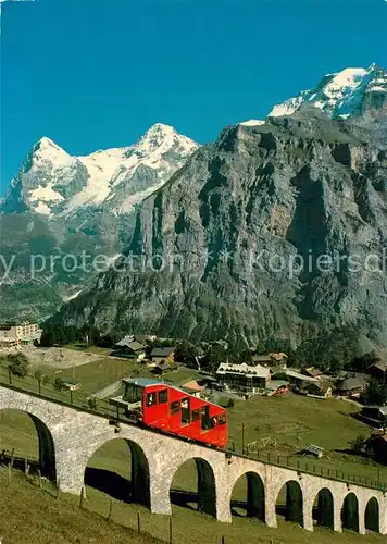 AK / Ansichtskarte Zahnradbahn Allmendhubelbahn Muerren Eiger Moench Jungfrau Zahnradbahn