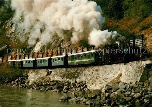 AK / Ansichtskarte Lokomotive Eurovapor Dampfzug Bregenzerwaldbahn Schlucht Bregenzerache Lokomotive