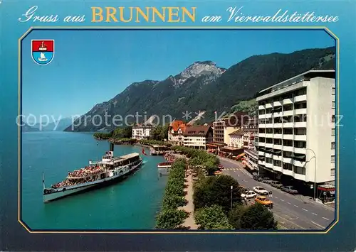 AK / Ansichtskarte Dampfer_Seitenrad Brunnen Vierwaldstaettersee  Dampfer Seitenrad