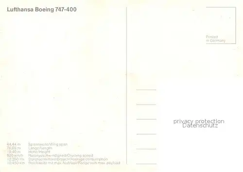 AK / Ansichtskarte Lufthansa Boeing 747 400 Lufthansa