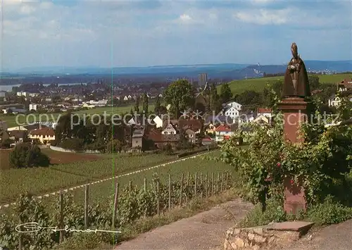 AK / Ansichtskarte Johannisberg_Rheingau Panorama Heiligenfigur Johannisberg Rheingau