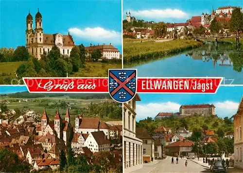 AK / Ansichtskarte Ellwangen_Jagst Wallfahrtskirche Schoenenberg Stadtpanorama Kirche Schloss Ellwangen_Jagst