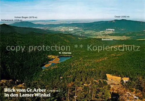 AK / Ansichtskarte Lam_Oberpfalz Blick vom Grossen Arber mit Kl Arbersee Schwarzeck und Osser Lam_Oberpfalz