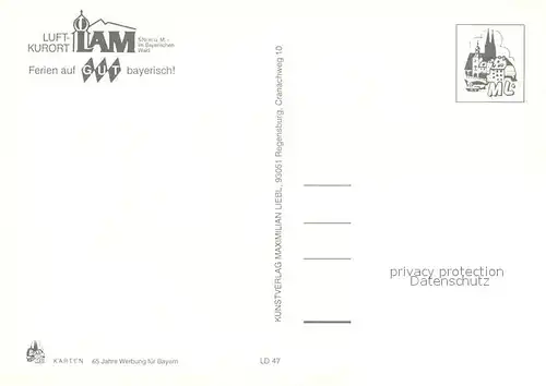 AK / Ansichtskarte Lam_Oberpfalz Marktplatz Panorama Schwimmbad Hotelc Lam_Oberpfalz