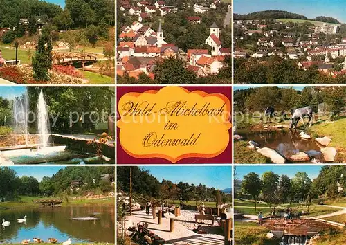 AK / Ansichtskarte Waldmichelbach Teilansichten Parkanlagen Teich Fontaene Waldmichelbach