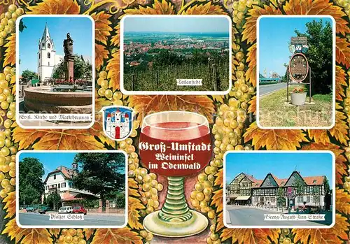 AK / Ansichtskarte Gross Umstadt Ev Kirche Marktbrunnen Panorama Pfaelzer Schloss Georg August Zinn Strasse Gross Umstadt