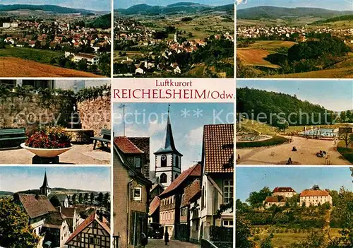 AK / Ansichtskarte Reichelsheim_Odenwald Panorama  Schloss Reichenberg Schwimmbad Stadtmotive Reichelsheim Odenwald
