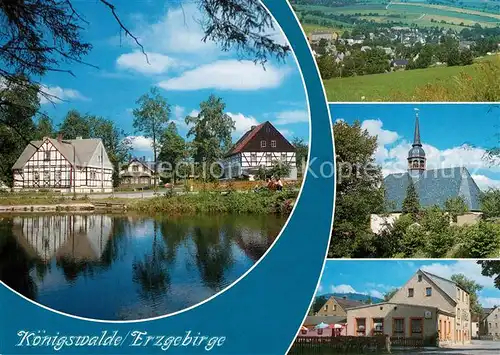 AK / Ansichtskarte Koenigswalde_Erzgebirge Ortsteil Brettmuehle Teilansicht Dorfkirche Deutsches Haus Koenigswalde Erzgebirge