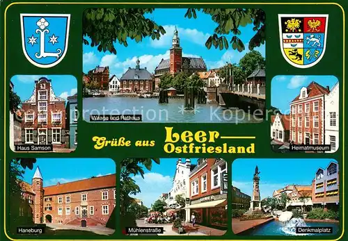 Leer_Ostfriesland Haus Samson Waage und Rathaus Heimatmuseum Haneburg Muehlenstrasse Denkmalplatz Leer_Ostfriesland
