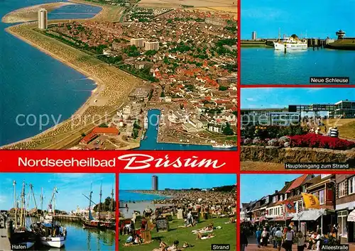 Buesum_Nordseebad Fliegeraufnahme Neue Schleuse Strand Hafen Alleestrasse Buesum_Nordseebad