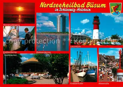 Buesum_Nordseebad Krabbenfischer Wattwanderung Leuchtturm Musikpavillon Krabbenkutter Alleestrasse Buesum_Nordseebad