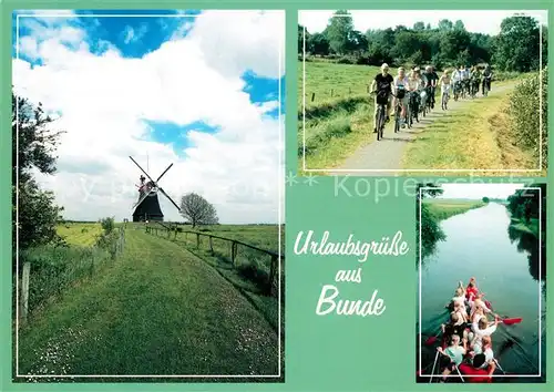 Bunde_Ostfriesland Windmuehle Radfahrgruppe Bootspartie Bunde_Ostfriesland