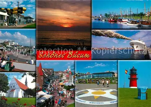 Buesum_Nordseebad Promenade Hafenpartie Kirche Ortsmotive Leuchtturm Buesum_Nordseebad