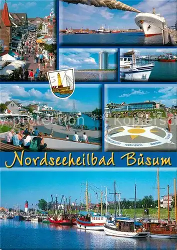 Buesum_Nordseebad Ortsmotive Hafenpartie Ozeandampfer am Kai Buesum_Nordseebad