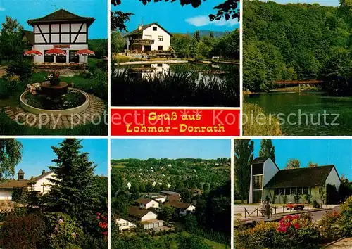 Donrath Brunnen Schwanenteich Panorama Kirche Donrath