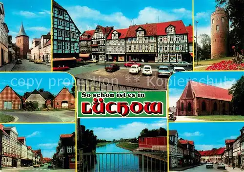 Luechow Dannenberg Strassenpartien Marktplatz Turm Kirche Luechow Dannenberg