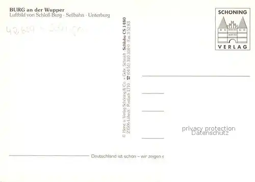 Burg_Wupper Schloss Burg Seilbahn Unterburg Fliegeraufnahme Burg Wupper