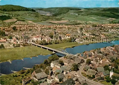 Lauenfoerde Weserbruecke Fliegeraufnahme Lauenfoerde