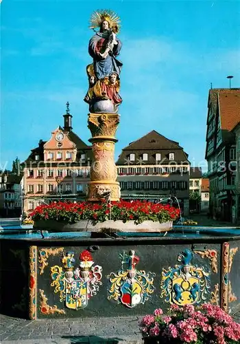 Schwaebisch_Gmuend Marienbrunnen und oberer Marktplatz mit Rathaus Schwaebisch Gmuend