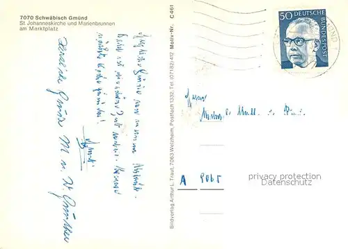 Schwaebisch_Gmuend St Johanneskirche und Marienbrunnen am Marktplatz Schwaebisch Gmuend
