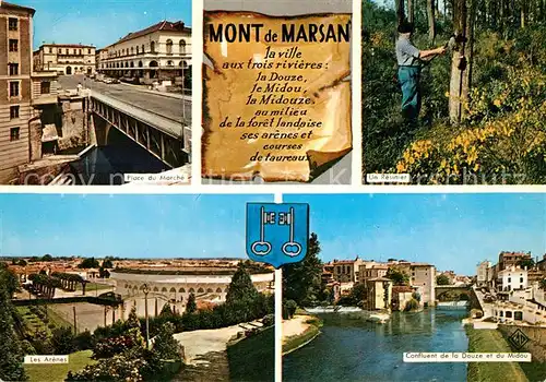 Mont de Marsan Place du marche Un Resinier Les Arenes Confluent de la Douze et du Midau Mont de Marsan