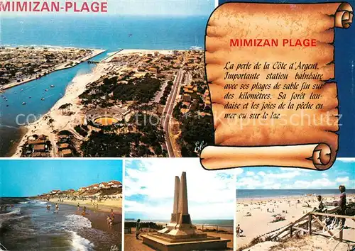 Mimizan_Landes Vue generale Le monument les Ailes la Plage Nord descente vers la plage Mimizan_Landes