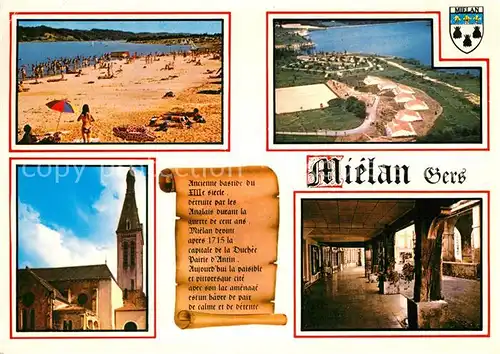 Mielan Vue aerienne Lac et bungalows Eglise Lac et plage Les Couverts Mielan