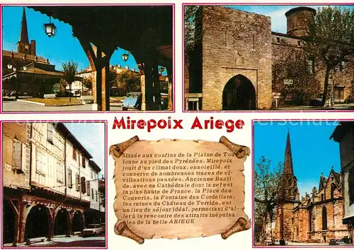 Mirepoix_Ariege La Plage et les couverts Porte dAval Maison des Consuls Cathedrale St Maurice Mirepoix Ariege