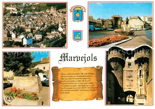 Marvejols Vue generale Place du Soubeyran La Bete du Gevaudan Porte du Teron Marvejols