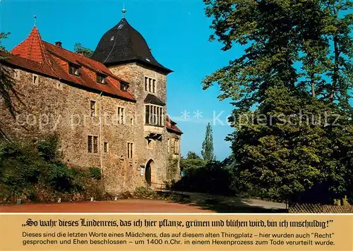 Schaumburg_Rinteln Wesergebirge Torturm der Schaumburg mit Amtshaus und Linde Schaumburg Rinteln