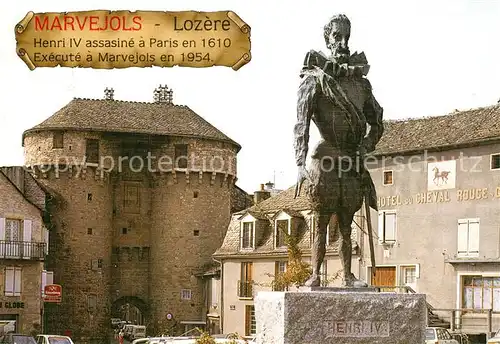 Marvejols La porte du Soubeyran et la statue dHenri IV qui fit fortifier la ville Marvejols