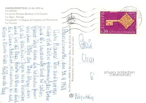 Barcelonnette Vue generale Les Alpes Paturage Le Chapeau de Gendarme Les Casernes Barcelonnette