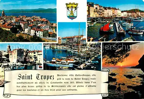 Saint_Tropez_Var Vue generale et le Golfe Le Port Vieux port des pecheurs Coucher de Soleil Saint_Tropez_Var