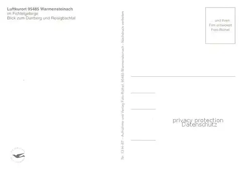 Warmensteinach mit Duerrberg und Reisigbachtal Warmensteinach