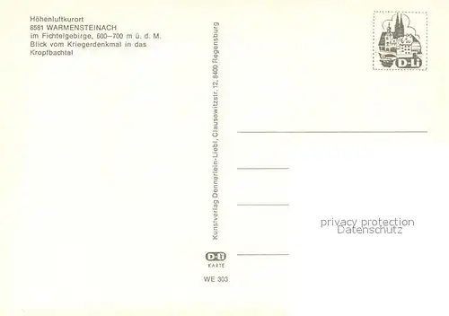 Warmensteinach Blick vom Kriegerdenkmal ins Kropfbachtal Warmensteinach