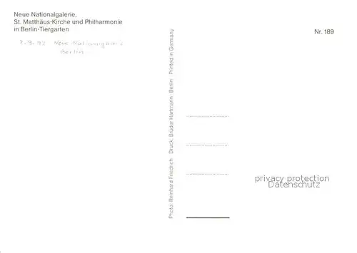 Tiergarten_Berlin Neue Nationalgalerie St Matthaeus Kirche und Philharmonie Tiergarten Berlin